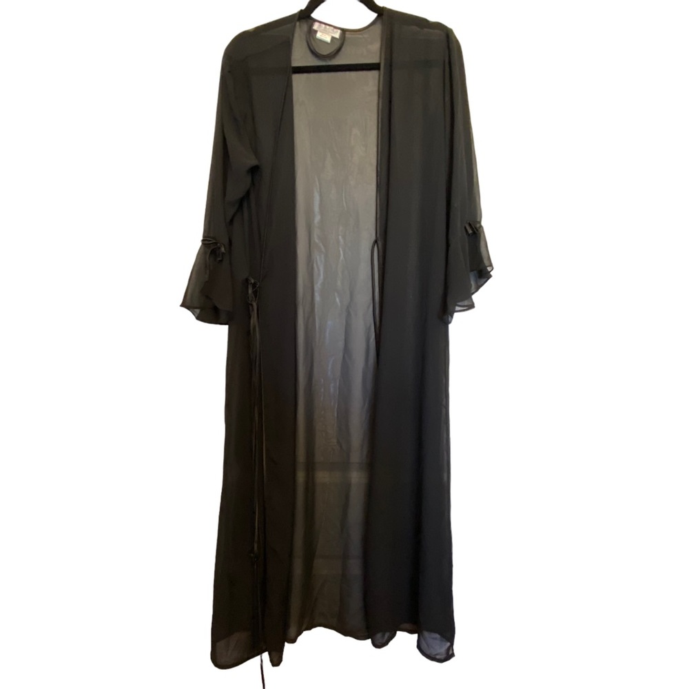 Vintage Seductive Wear Robe, Black with ties, size Medium